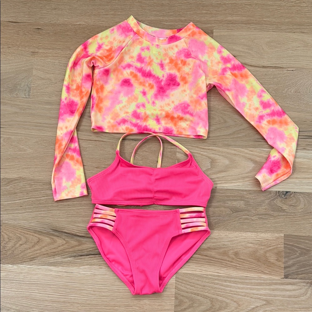Kids Swim Set - Pink and Yellow Tie-Dye
